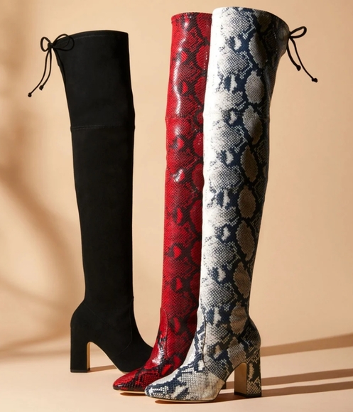 Stuart Weitzman OTK Boots Snake Print - Picture 6 of 7